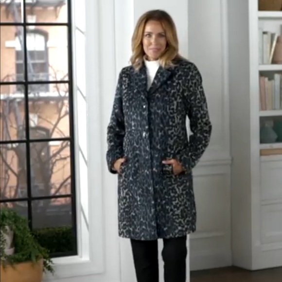 dennis basso Jackets & Blazers - Dennis Basso Animal Print Faux Wool Coat M-NWT